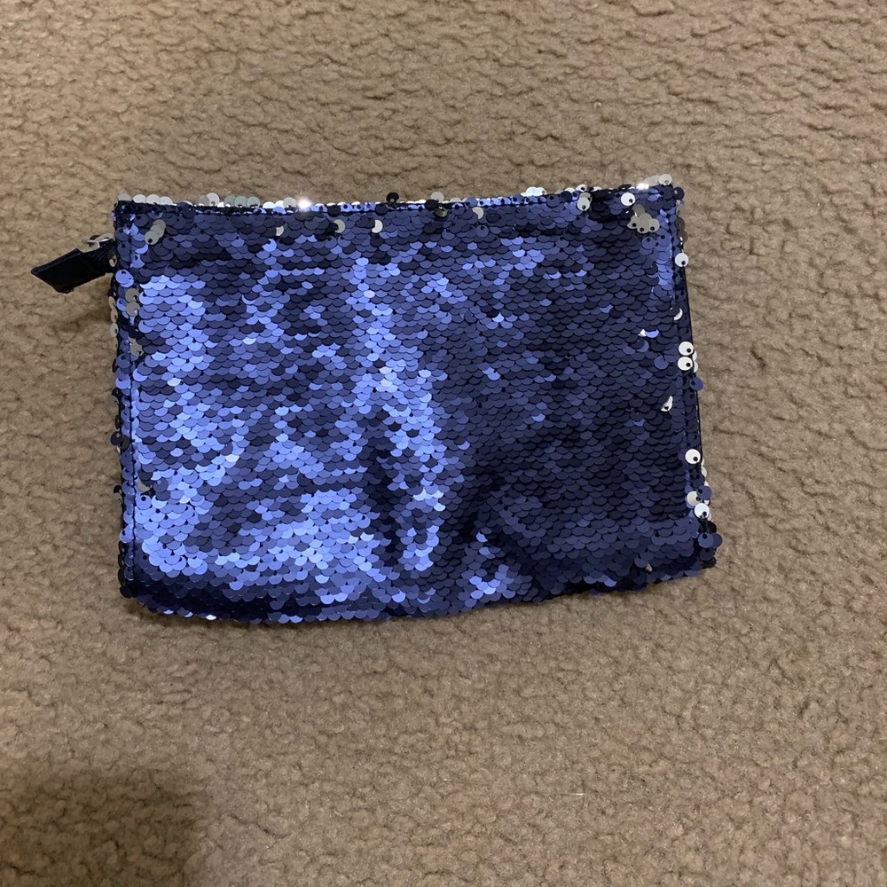 Sequin blue/silver brand new make up bag
